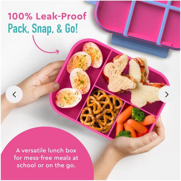 Bentgo Kids Snap & Go Leak-Proof Lunch Box,Pink Blue Butterflies & Rainbows NIB - Picture 4 of 7
